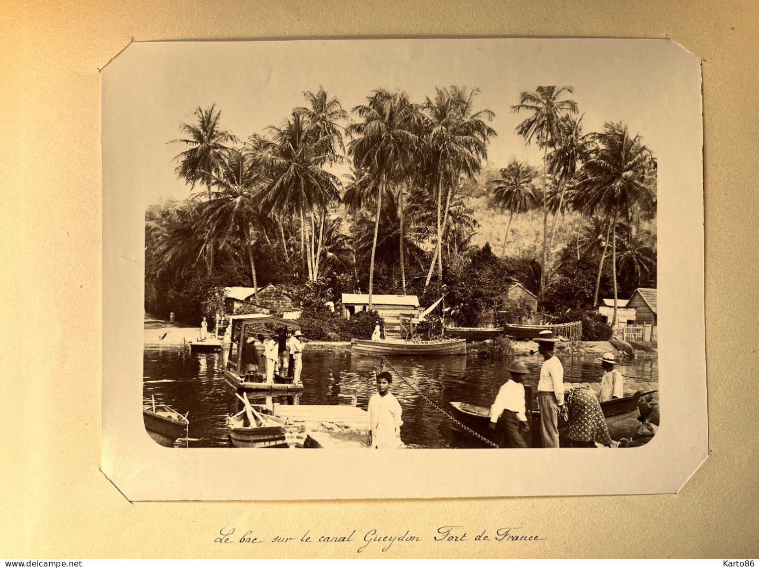 Fort De France Martinique * RARE * Le Bac Sur La Canal Gueydon * Grande Photo Albuminée Circa 1890/1910 24x18cm - Fort De France