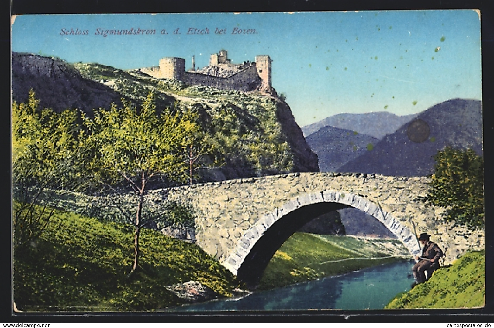 Cartolina Bozen, Brücke Am Schloss Sigmundskron An Der Etsch  - Bolzano (Bozen)