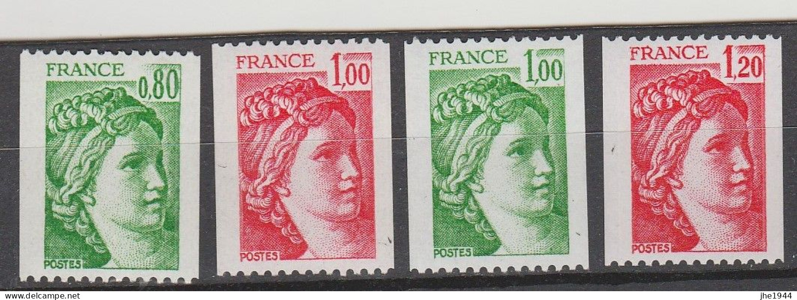 France N° 1980 à 1981B ** Série 4 Valeurs Sabine Provenant De Roulettes - Unused Stamps