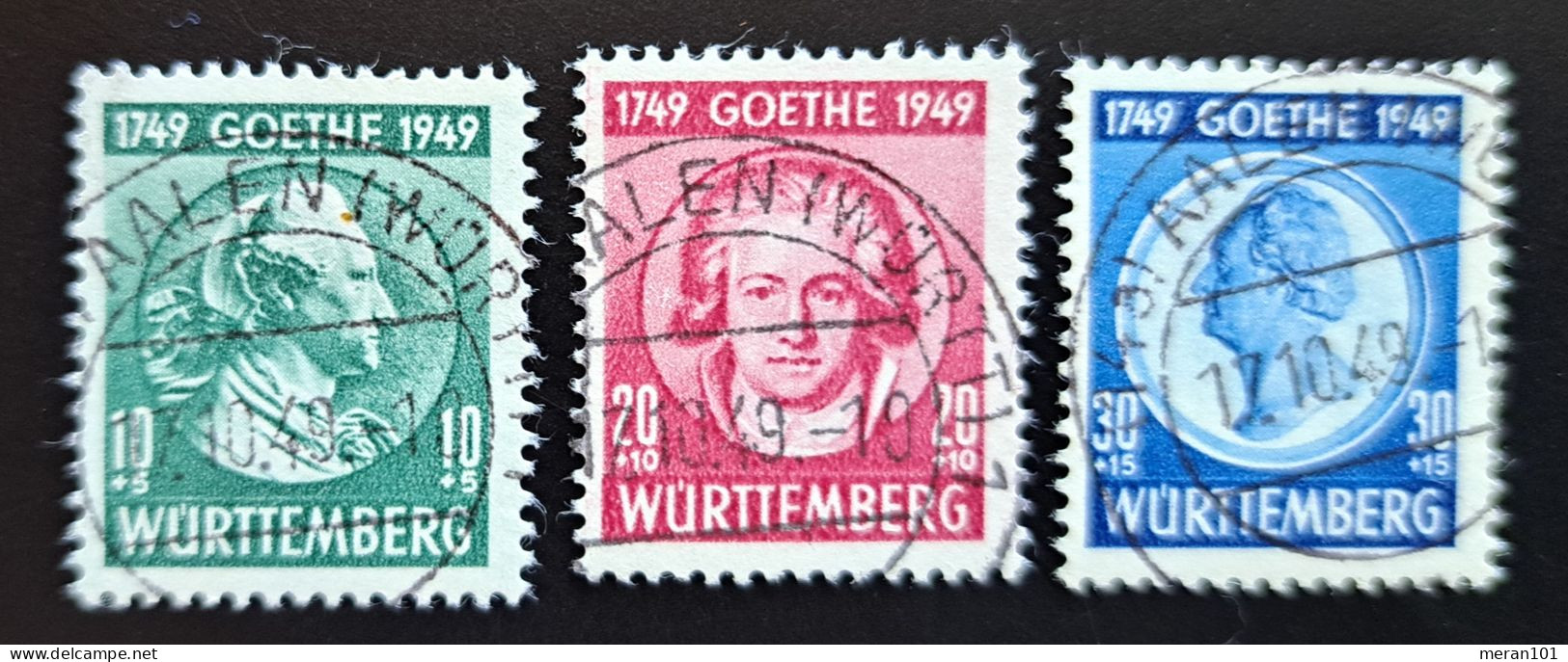 Württemberg, Mi 44-46 Gestempelt "Goethe" - Wurtemberg