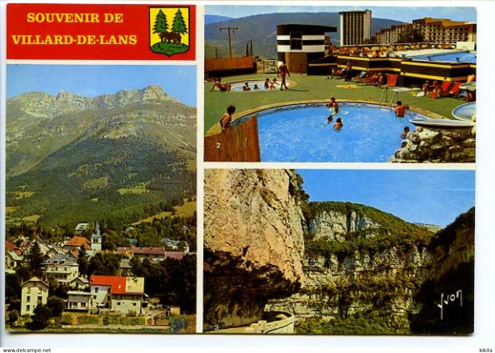 CPSM Dentelée 10.5 X 15  Isère   VILLARD DE LANS 1 Vue Générale 2 La Piscine Du Balcon De Villard 3 Les Gorges De La * - Villard-de-Lans