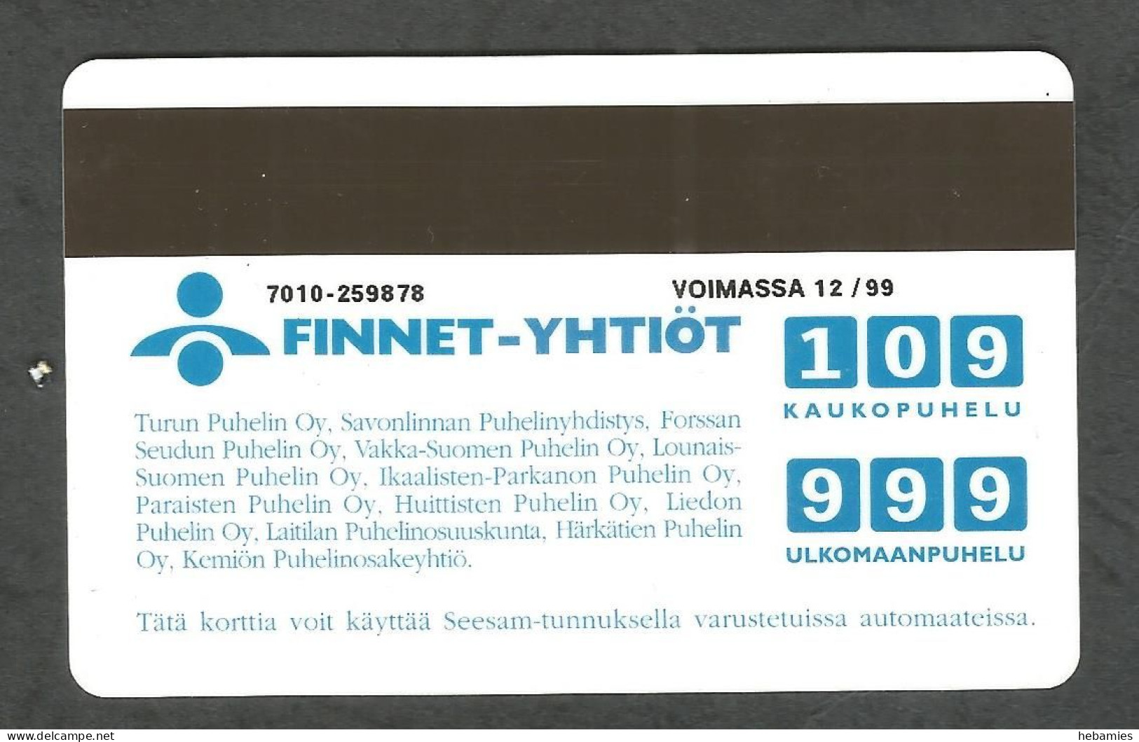 REEF KNOT - 10 FIM  1998  - Magnetic Card - D354 - FINLAND - - Bateaux