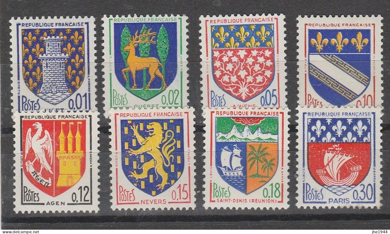 France N° 1351A à 1354B ** Série 8 Valeurs Armoiries De Villes - Unused Stamps
