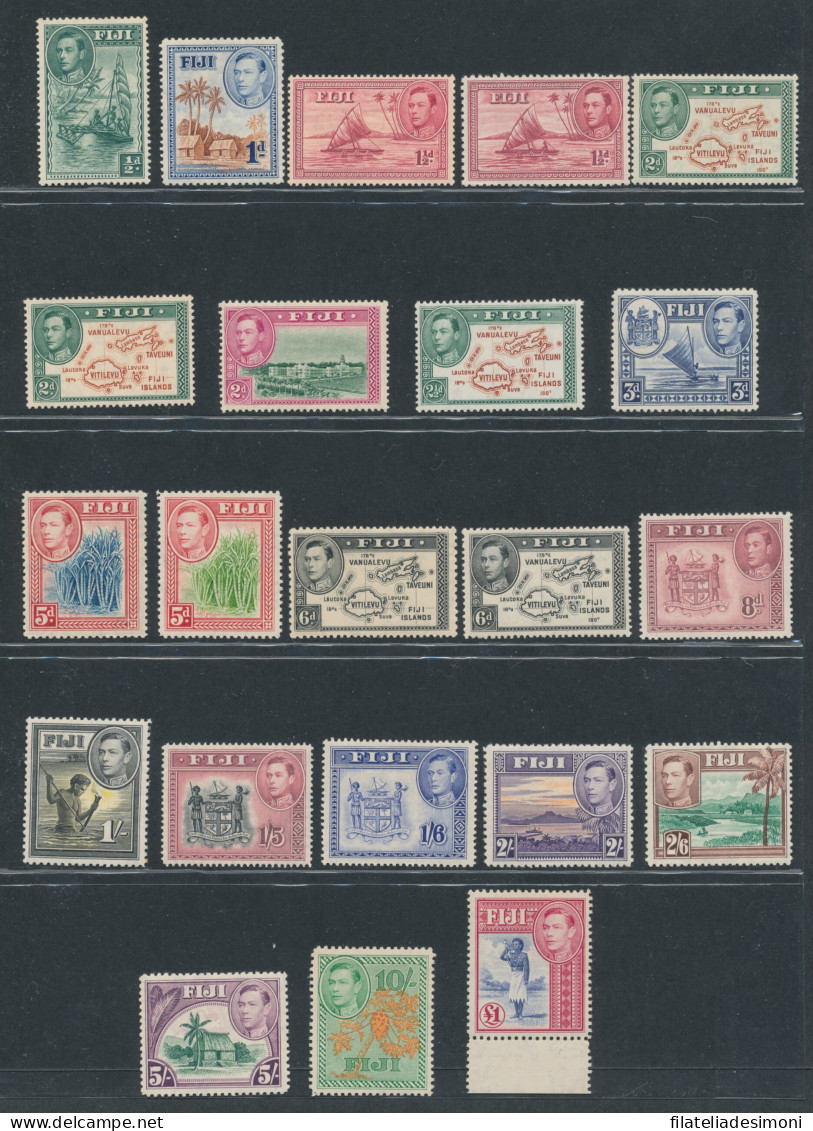 1938 Fiji - Stanley Gibbons N. 249/266b - 22 Valori, Serie Completa, MNH** - Andere & Zonder Classificatie