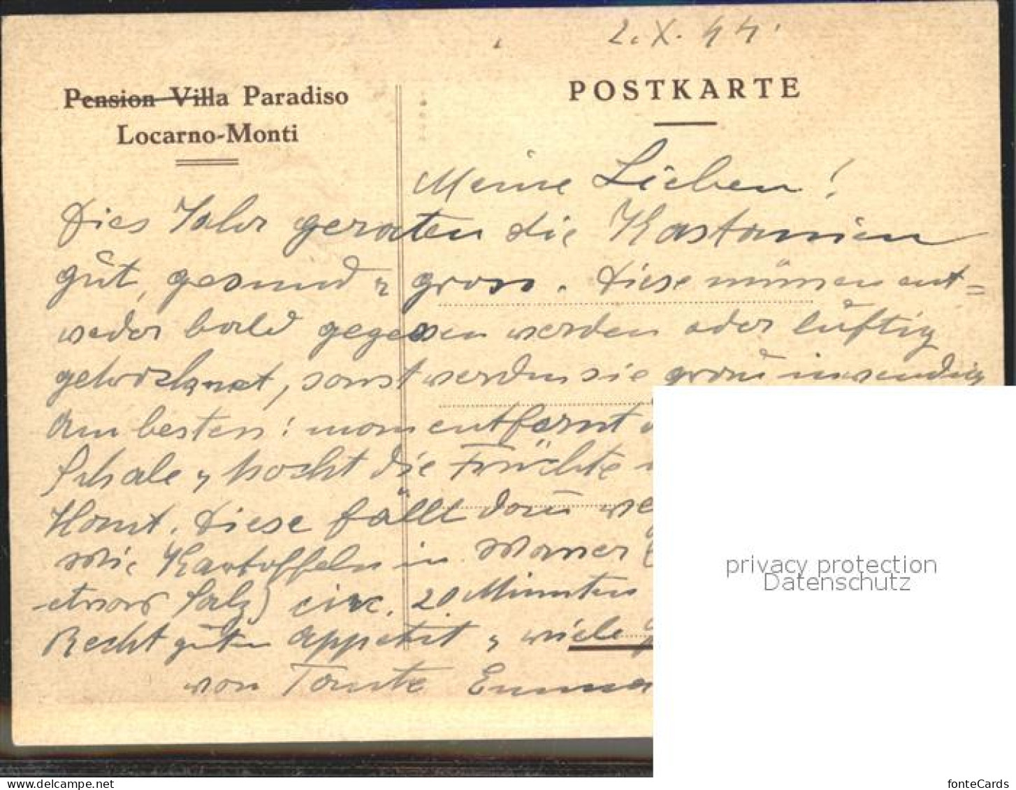 12031833 Monti Locarno TI Pension Villa Paradiso Kuenstlerkarte Monti Locarno TI - Sonstige & Ohne Zuordnung