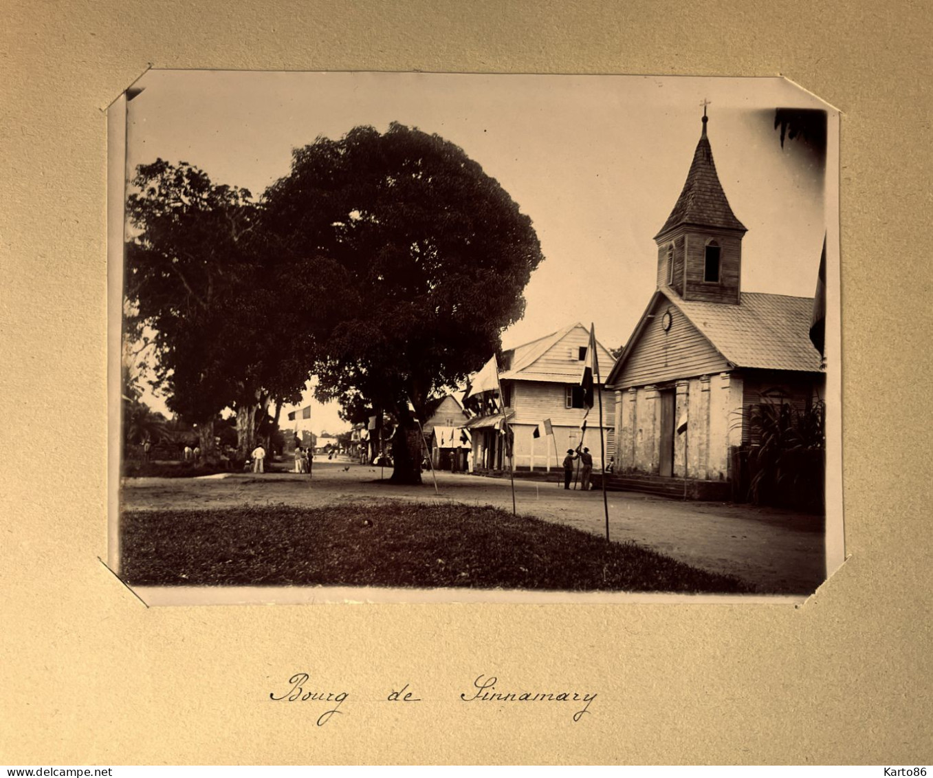 Sinnamary , Guyane * RARE *le Bourg Du Village * Grande Photo Albuminée Circa 1890/1910 18x13cm - Autres & Non Classés