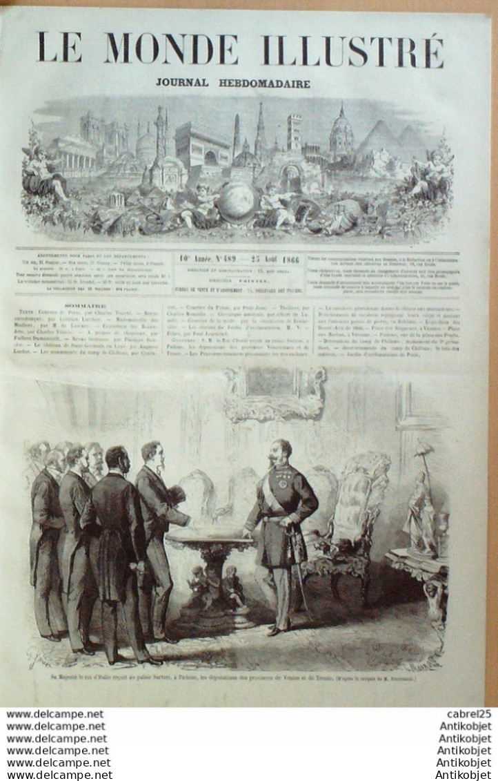 Le Monde Illustré 1866 N°489 Tchéquiee Theredienstadt Boheme Autriche Prague Itamie Verone Vicence - 1850 - 1899