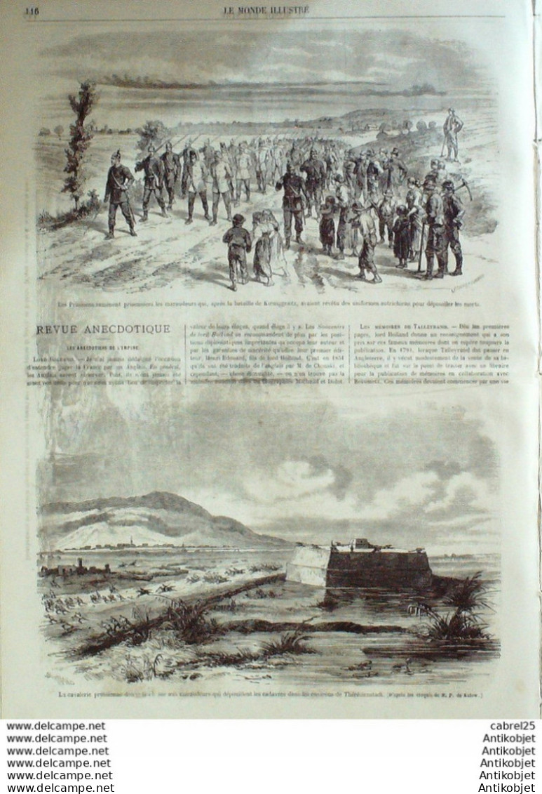 Le Monde Illustré 1866 N°489 Tchéquiee Theredienstadt Boheme Autriche Prague Itamie Verone Vicence - 1850 - 1899