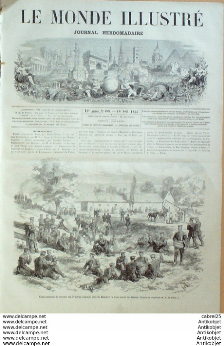 Le Monde Illustré 1866 N°488 Tchéquie Nicholsburg Moravie Spielberg Italie Vénétie Rovigo Bologne - 1850 - 1899