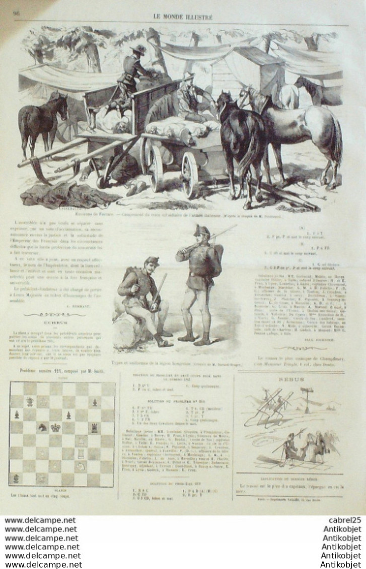 Le Monde Illustré 1866 N°487 Italie Ferrare Rovigo Lagoscuro Suède Stockholm Marseille (13) - 1850 - 1899