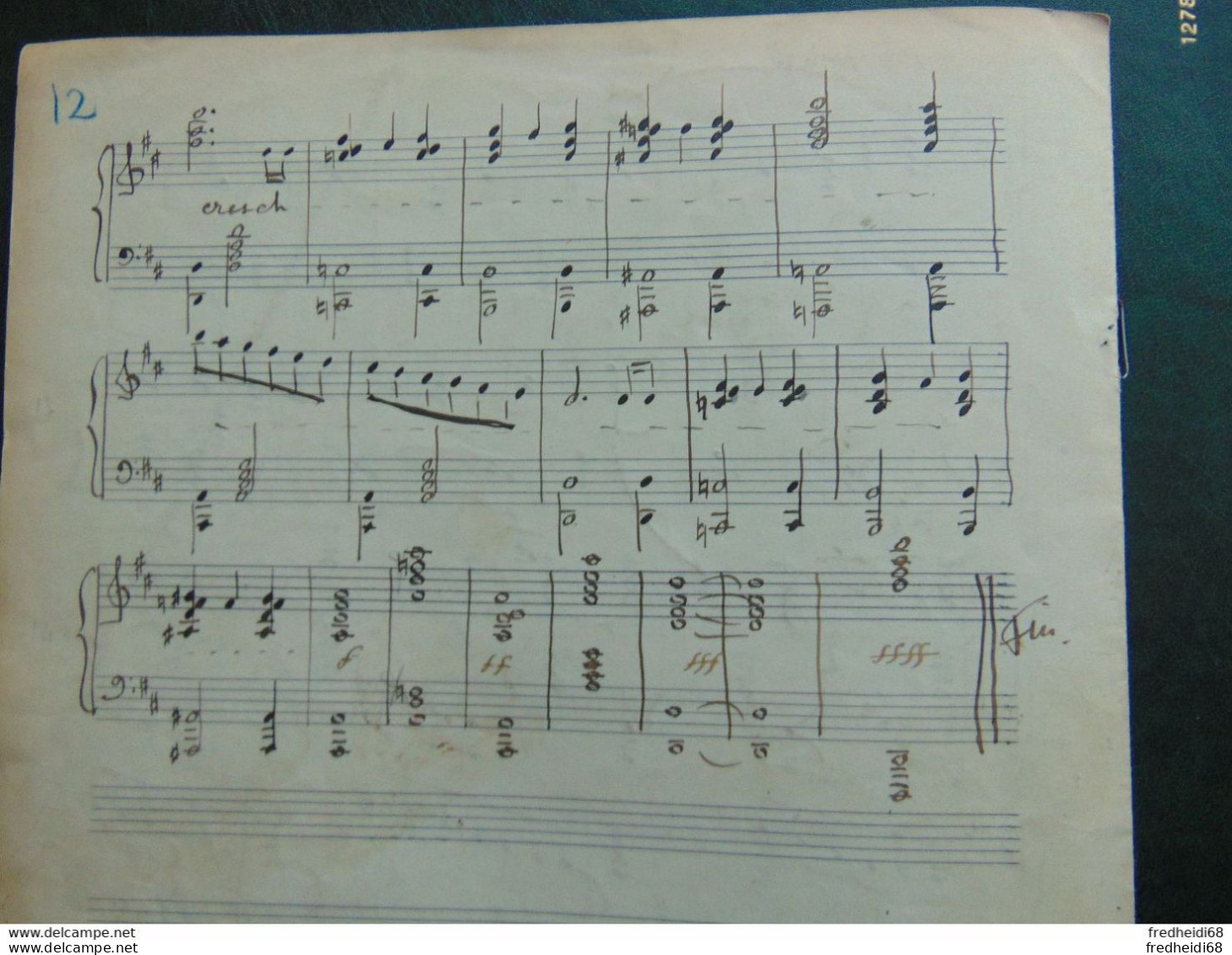 Partition Manuscrite Originale D'une Valse De Scriabine Pour Piano - Oeuvre Probablement Inédite - Rarissime - S-U