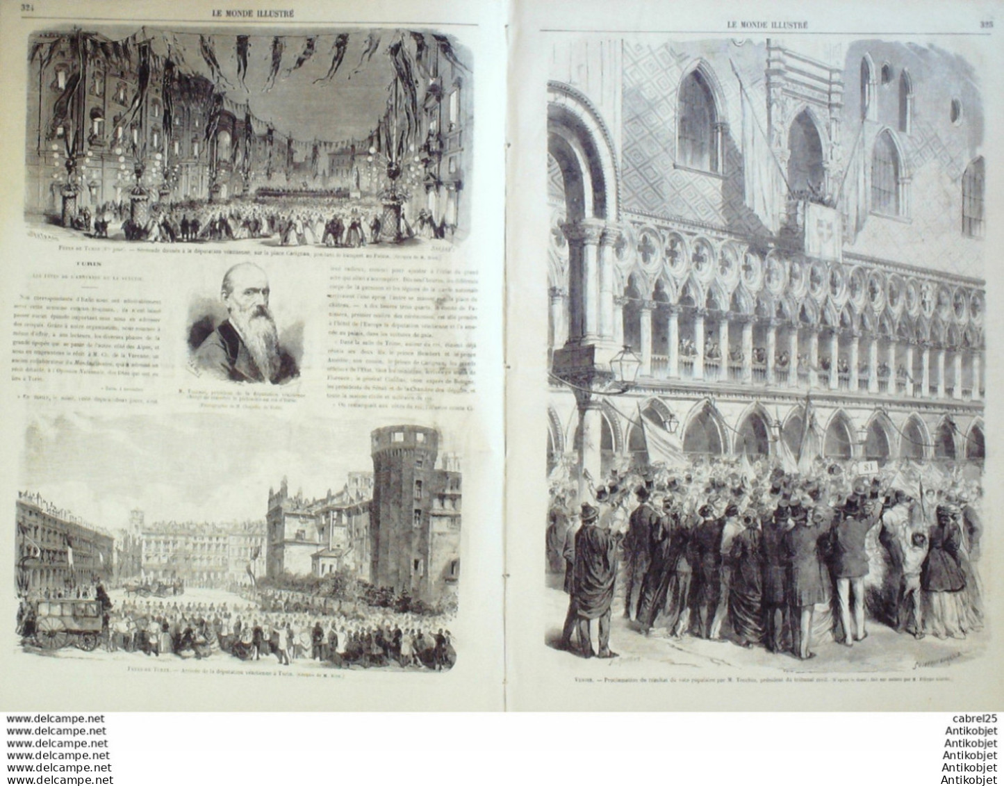 Le Monde Illustré 1866 N°501 Italie Vérone Turin Venise Bececca Etats-Unis Naufrage De L'Evening Star  - 1850 - 1899