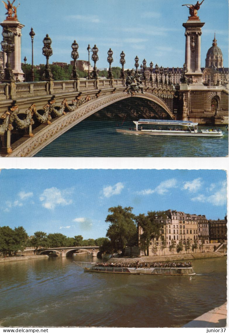 2 Cartes De Paris, Pont Alexandre III, Lile Saint Louis, Peniches - Mostre