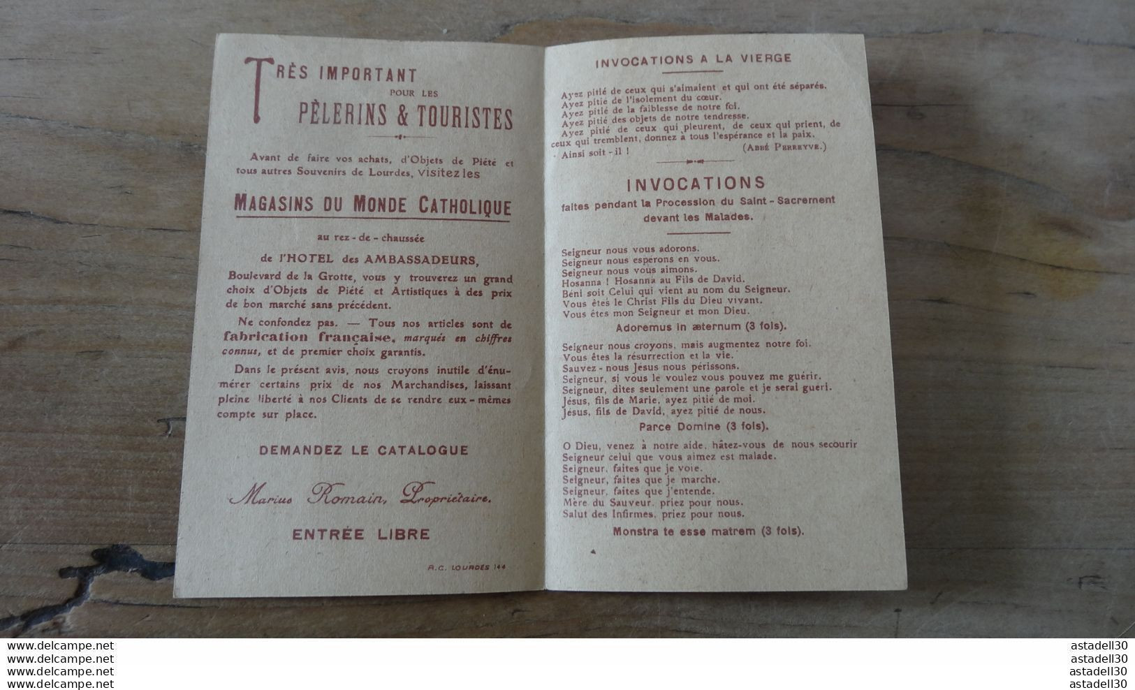 Lot De 5 Documents Anciens Concernant La Ville De LOURDES  ...... PHI ..... CL-3-10 - Religion & Esotérisme