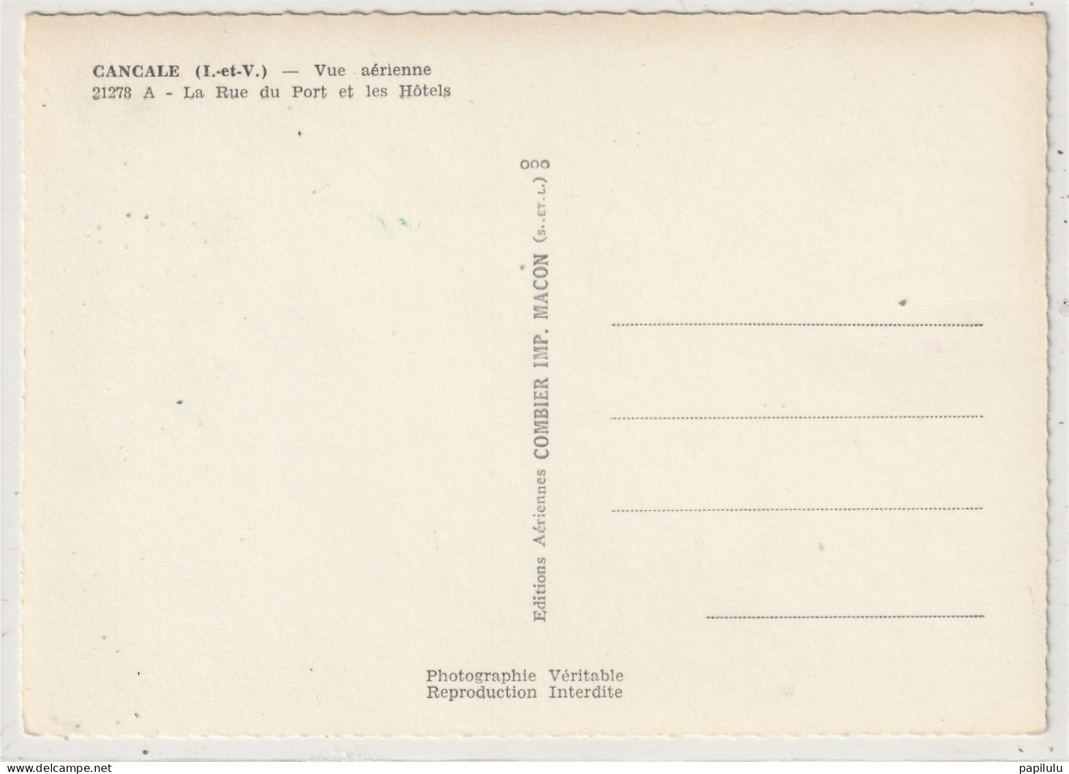 126 DEPT 35 : édit. Cim N° 21278 A : Cancale Vue Aérienne La Rue Du Port Et Les Hôtels - Cancale