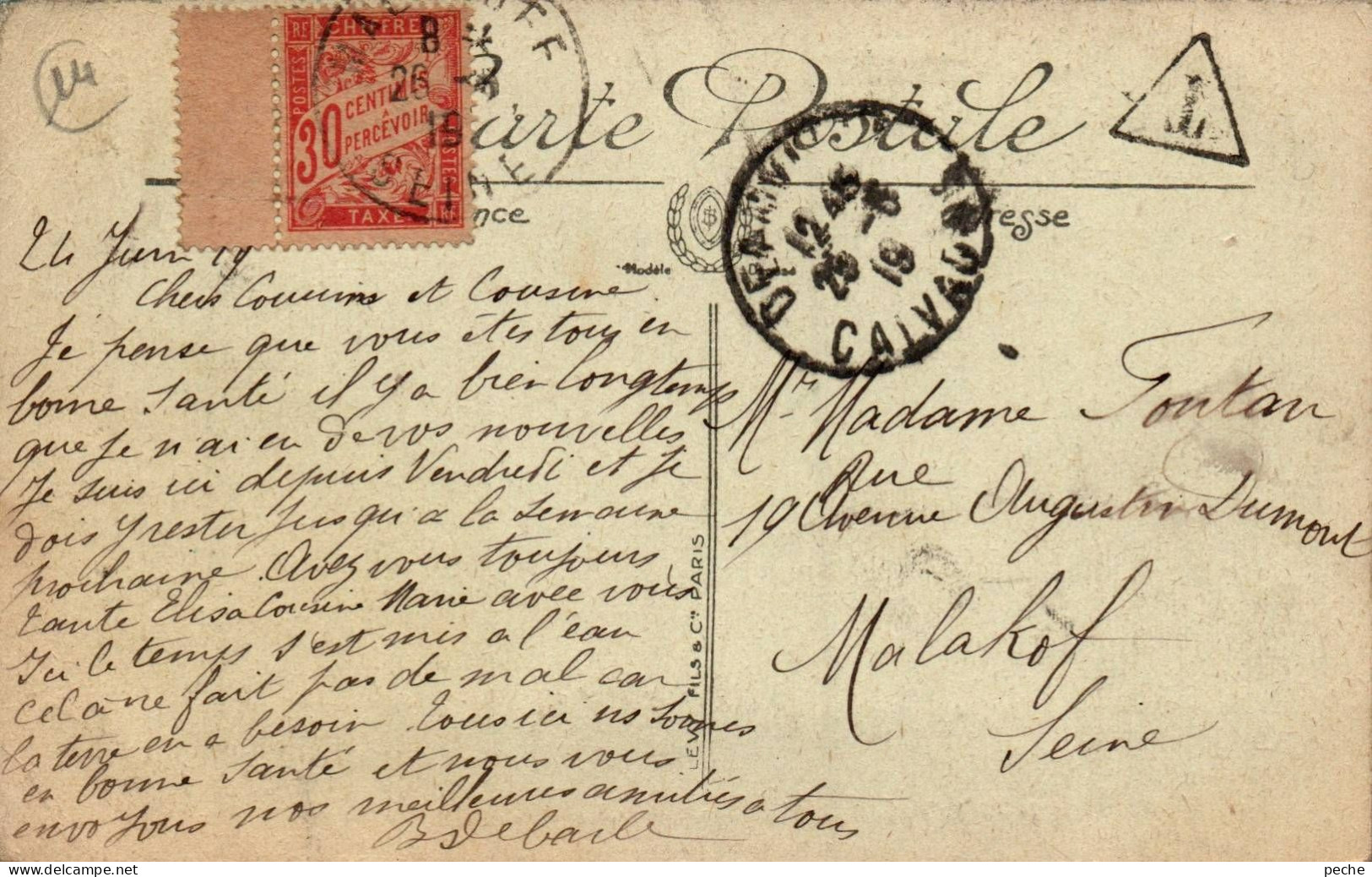 N°1338 W -timbre Taxe 30c Rouge Bord De Feuille- - 1859-1959 Storia Postale