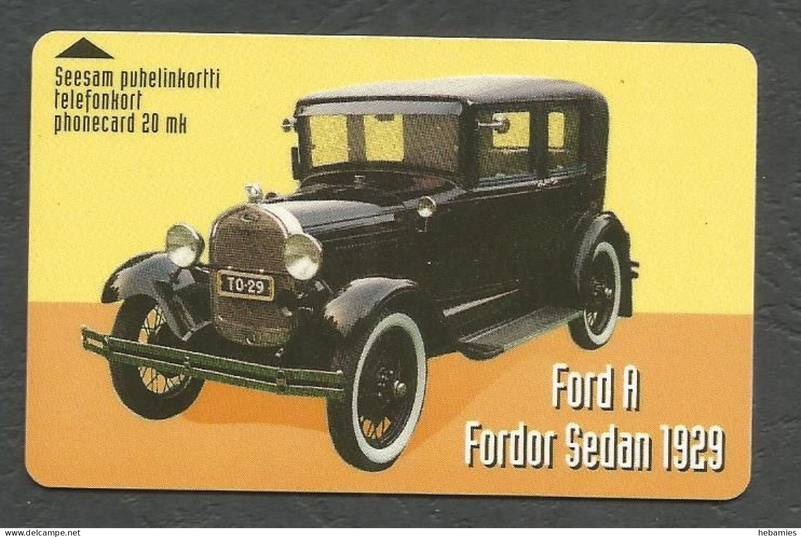 FORD  A FORDOR SEDAN 1929 - Magnetic Card -  20 FIM  FINNET - FINLAND - - Autos