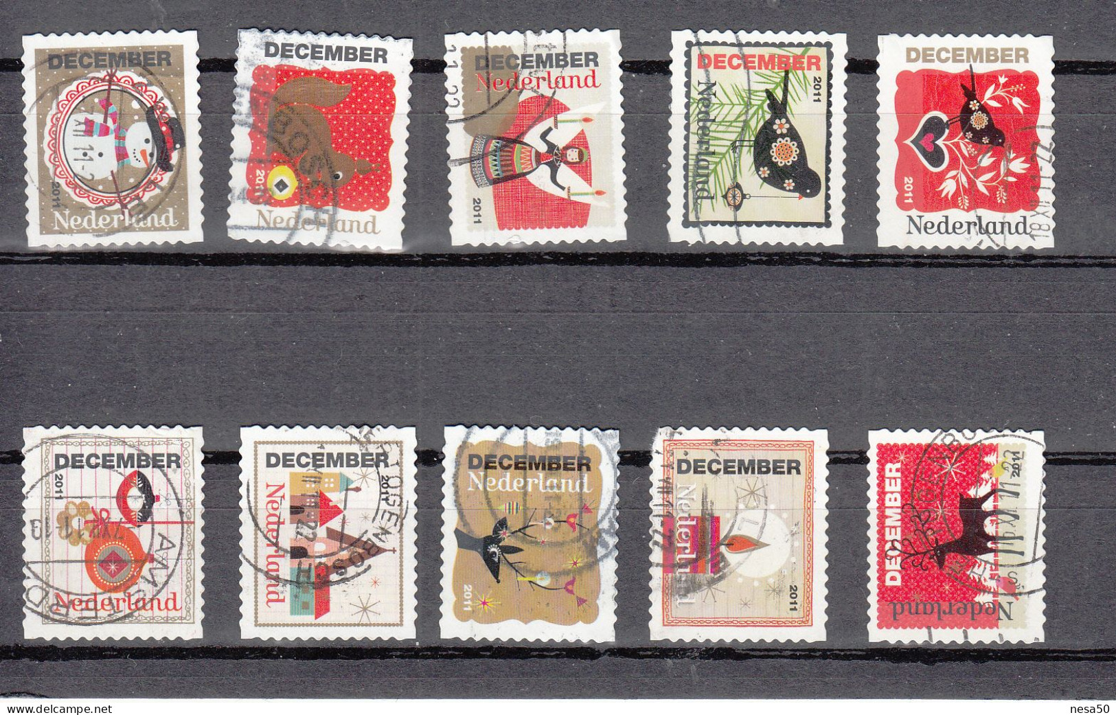 Nederland 2011 Nvph Nr 2887 - 2896, Mi Nr 2829 - 2838, Decemberzegels, Compleet - Usados