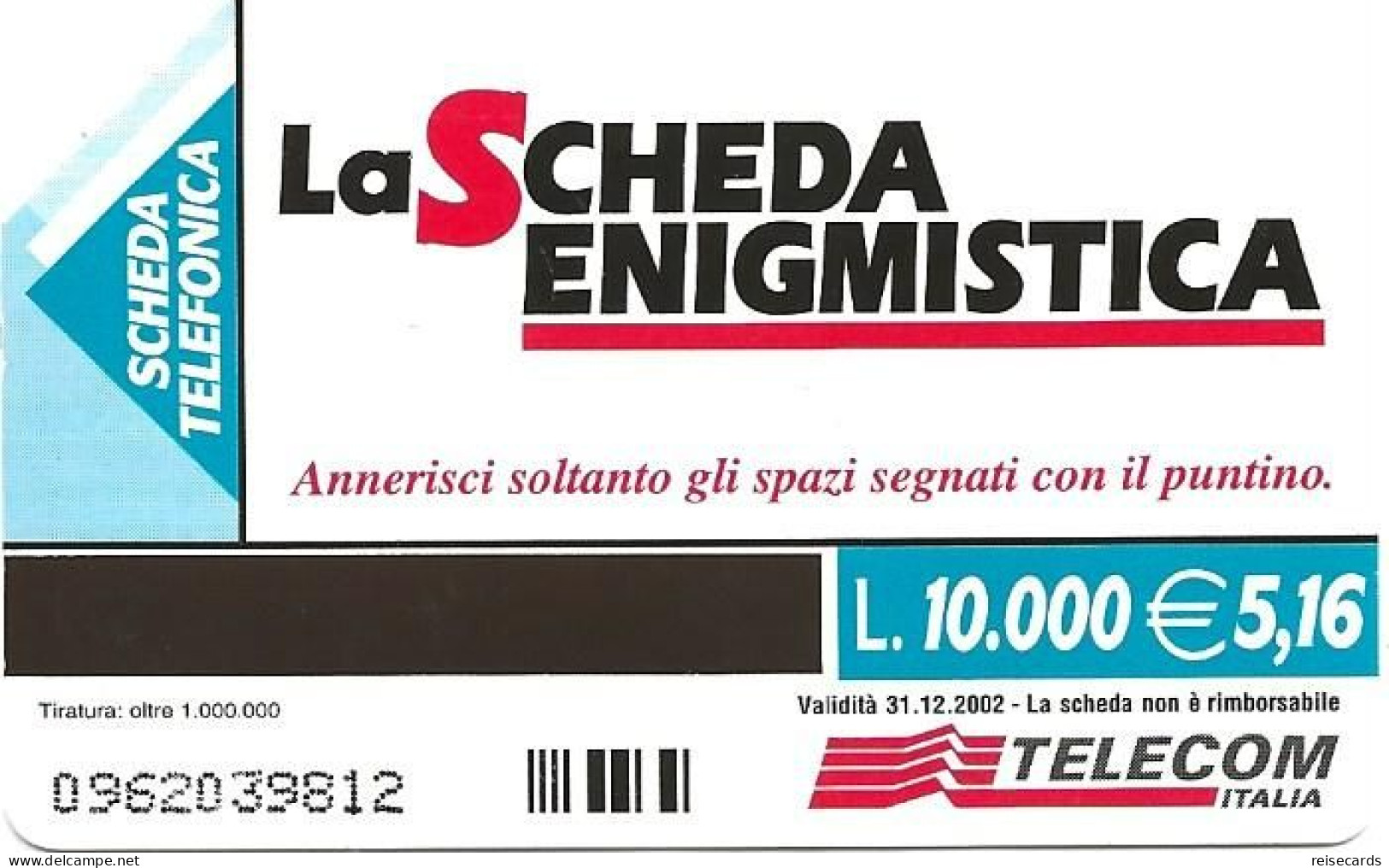 Italy: Telecom Italia - La Scheda Enigmistica - Pubbliche Pubblicitarie