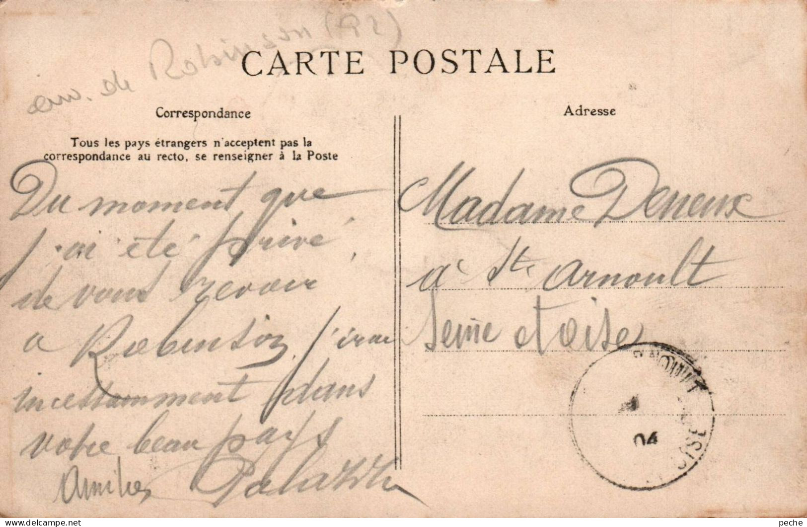 N°1339 W -cachet Convoyeur Sceaux à Paris 1904- - Poste Ferroviaire