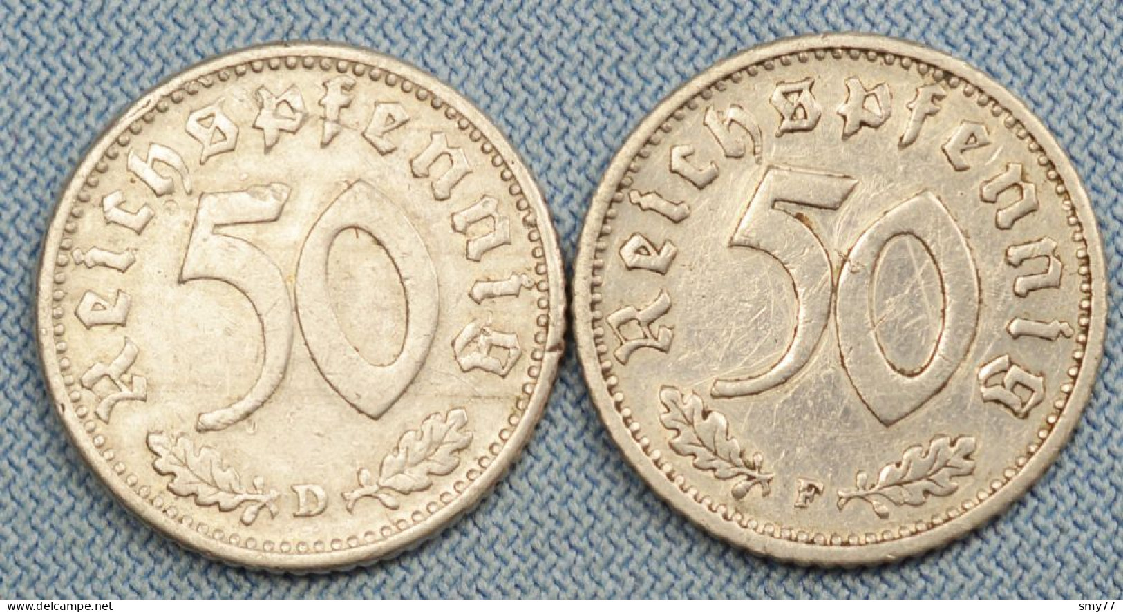 3 Reich • Lot 2x • 50 Pfennig • 1940 D + 1940 F •  Reichspfennig • Deutsches Reich / Germany / Allemagne •  [24-703] - 50 Reichspfennig