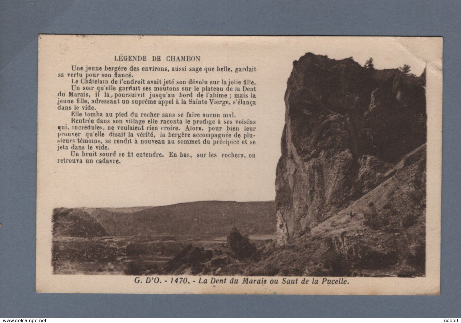 CPA - 21 - La Dent Du Marais Ou Saut De La Pucelle - Avec Légende De Chambon - Circulée En 1934 - Sonstige & Ohne Zuordnung