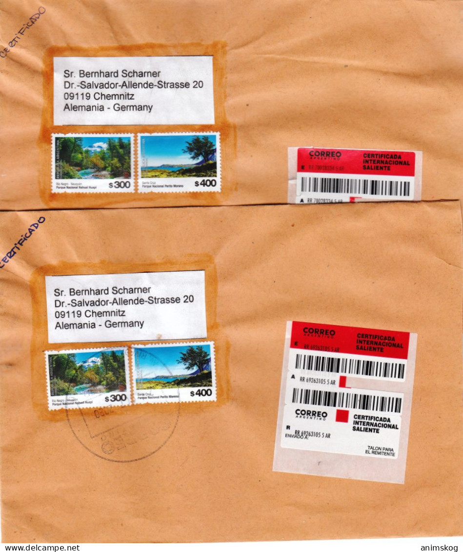 Argentinien, 2 Einschreibbriefe Gelaufen / Argentina, 2 Registered Covers, Postally Used - Brieven En Documenten