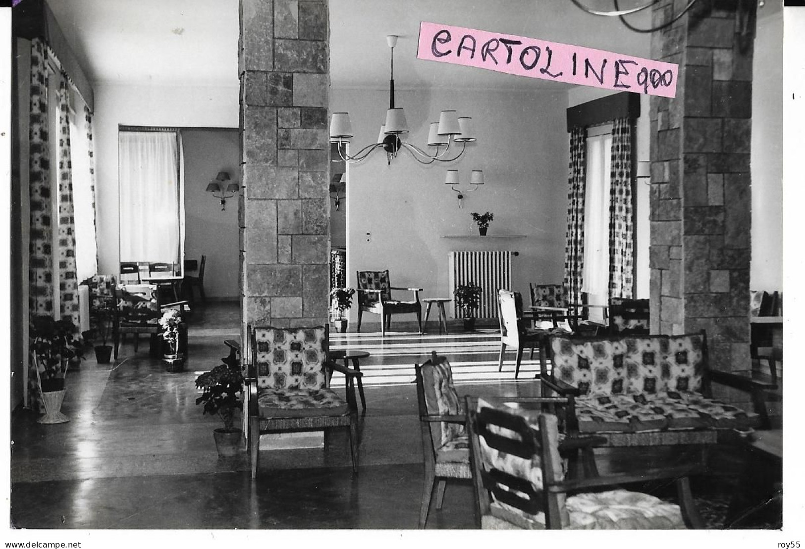 Puglia-andria-castel Del Monte Ostello Di Federico Veduta Interno Sala Attesa Ostello  Anni 50 (v.retro/timbro) - Autres & Non Classés