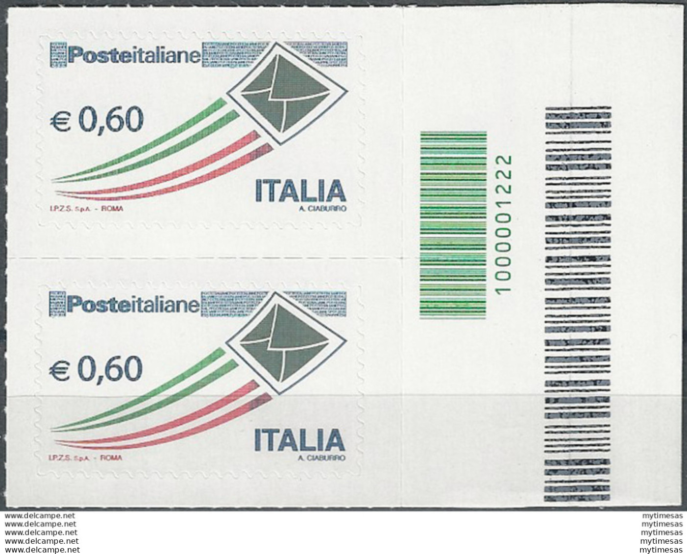 2009 Italia Lettera € 0,60 Busta Grigia Cb MNH Unif. 3154cb - Autres & Non Classés