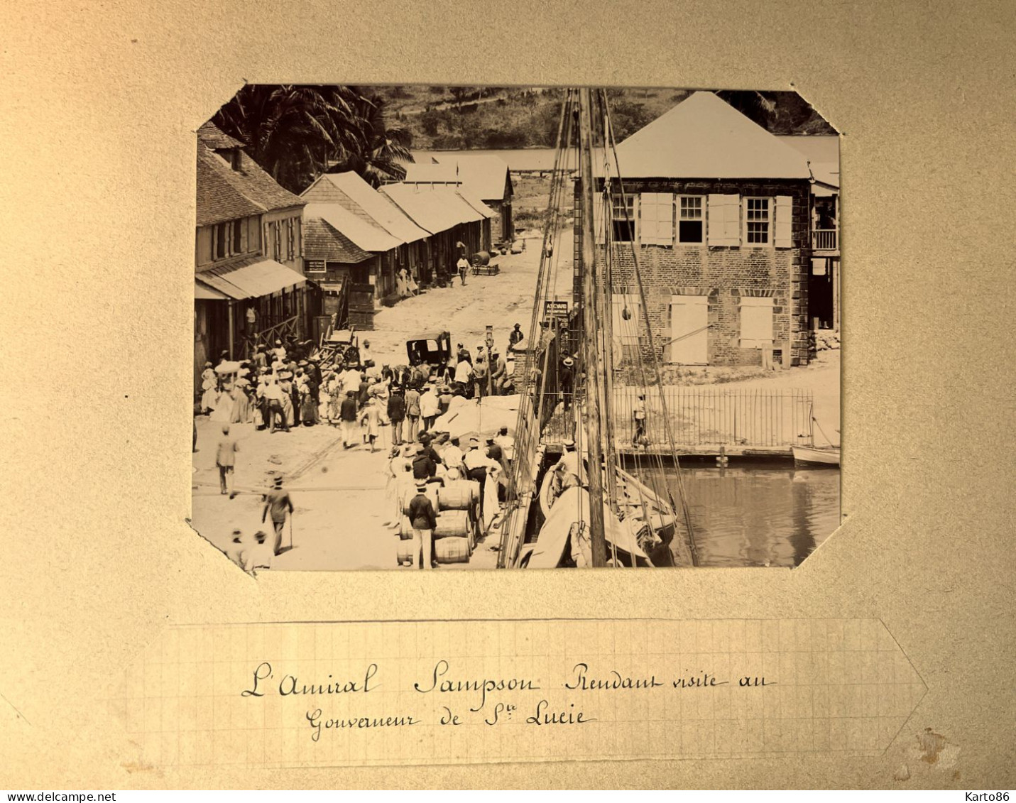 Ste Lucie * Amiral SAMPSON Rendant Visite Au Gouverneur * Grande Photo Albuminée Circa 1890/1910 15.5x12cm - Santa Lucia