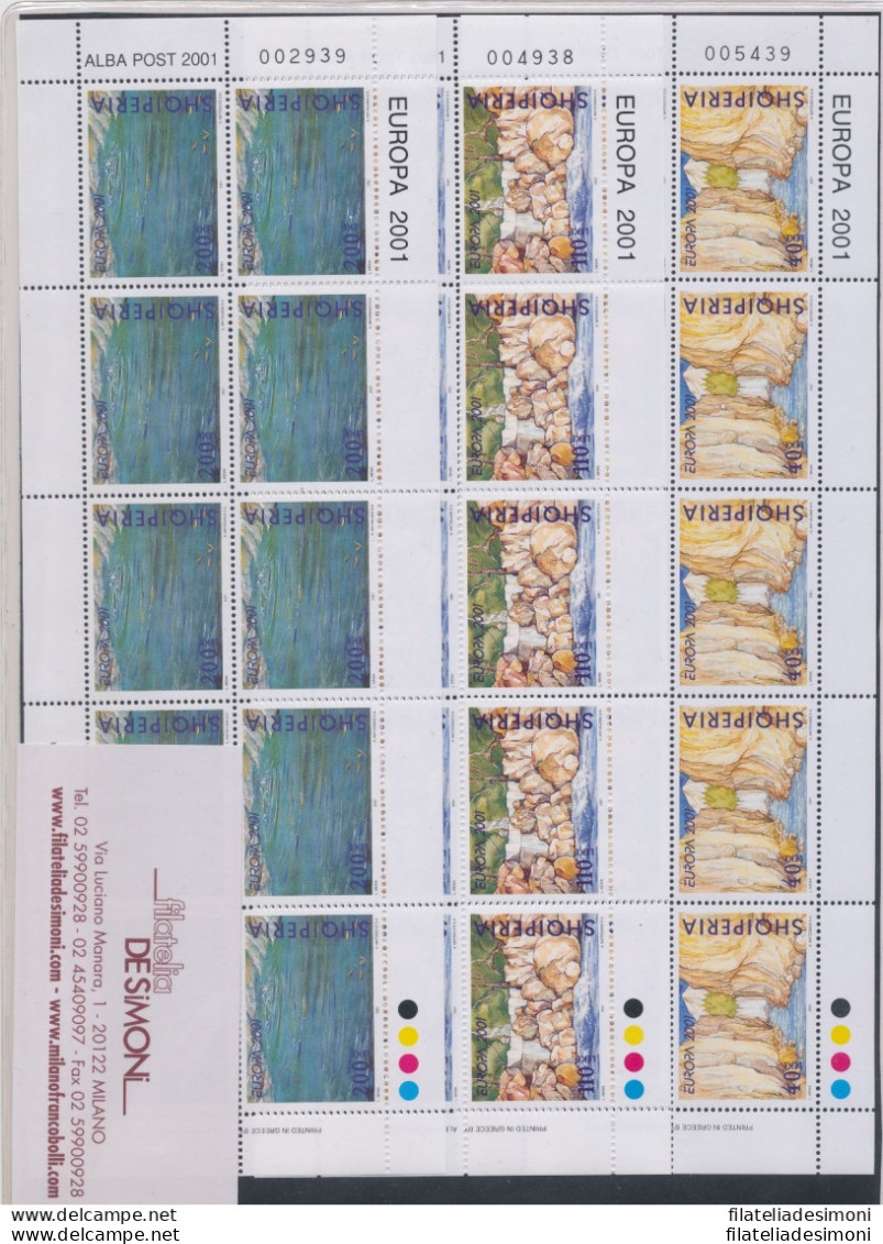 2001 EUROPA CEPT Albania/Shqiperia N. 3 Minifogli  &quot;Acqua&quot;  MNH** - Sonstige & Ohne Zuordnung