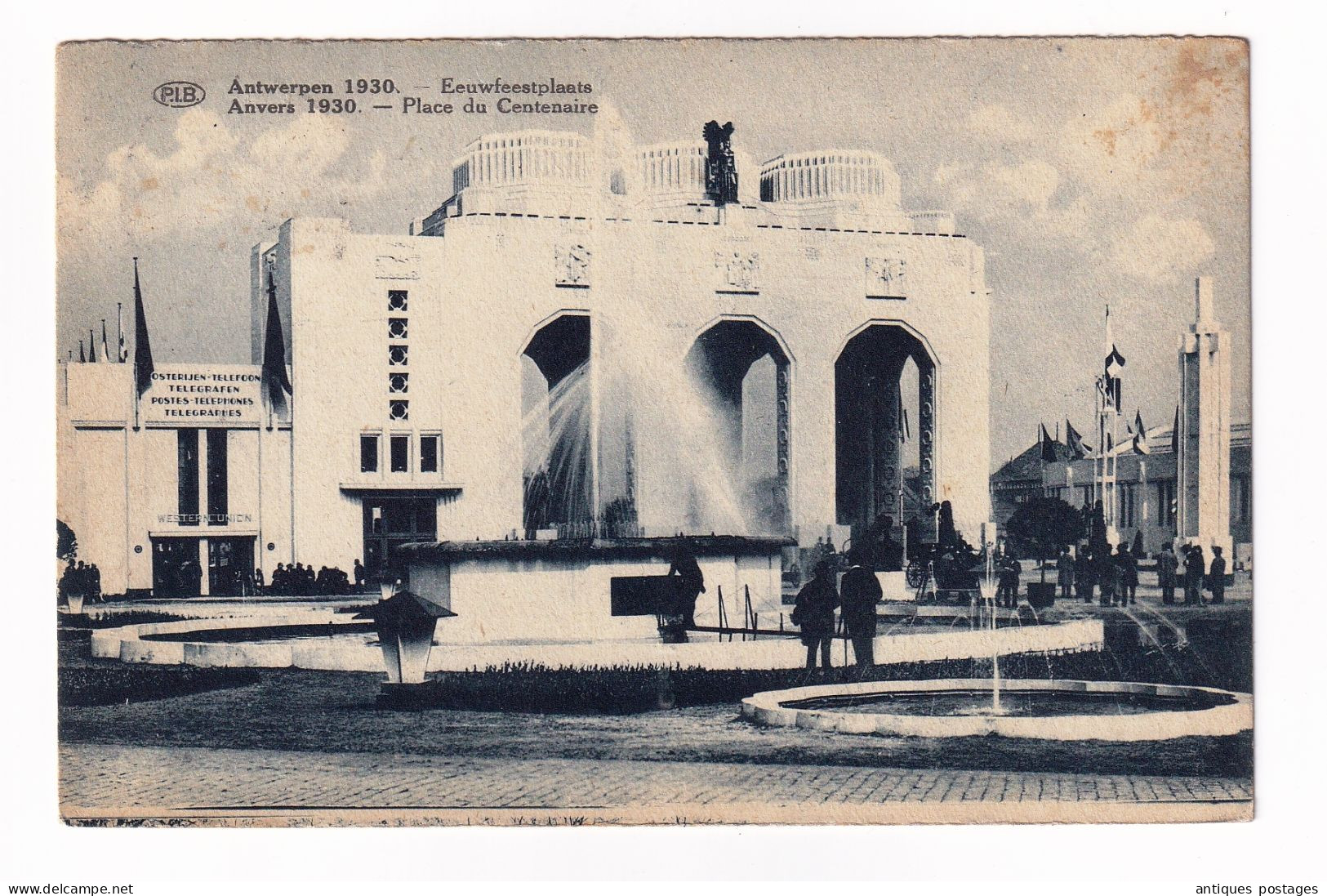 Carte Postale Officielle Exposition Internationnale Anvers Antwerpen Belgique 1930 Cachet De L'Exposition - Lettres & Documents