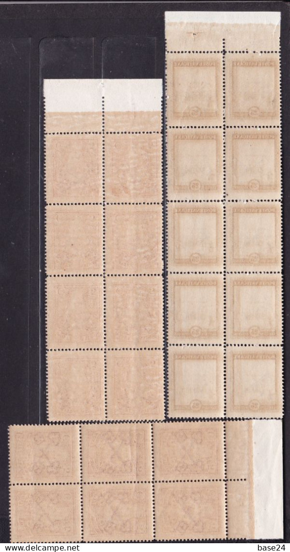 1933 Vaticano Vatican MEDAGLIONI 24 Valori In 3 Blocchi MNH**: 5 Cent (x 14) + 25 Cent (x 10) - Nuovi