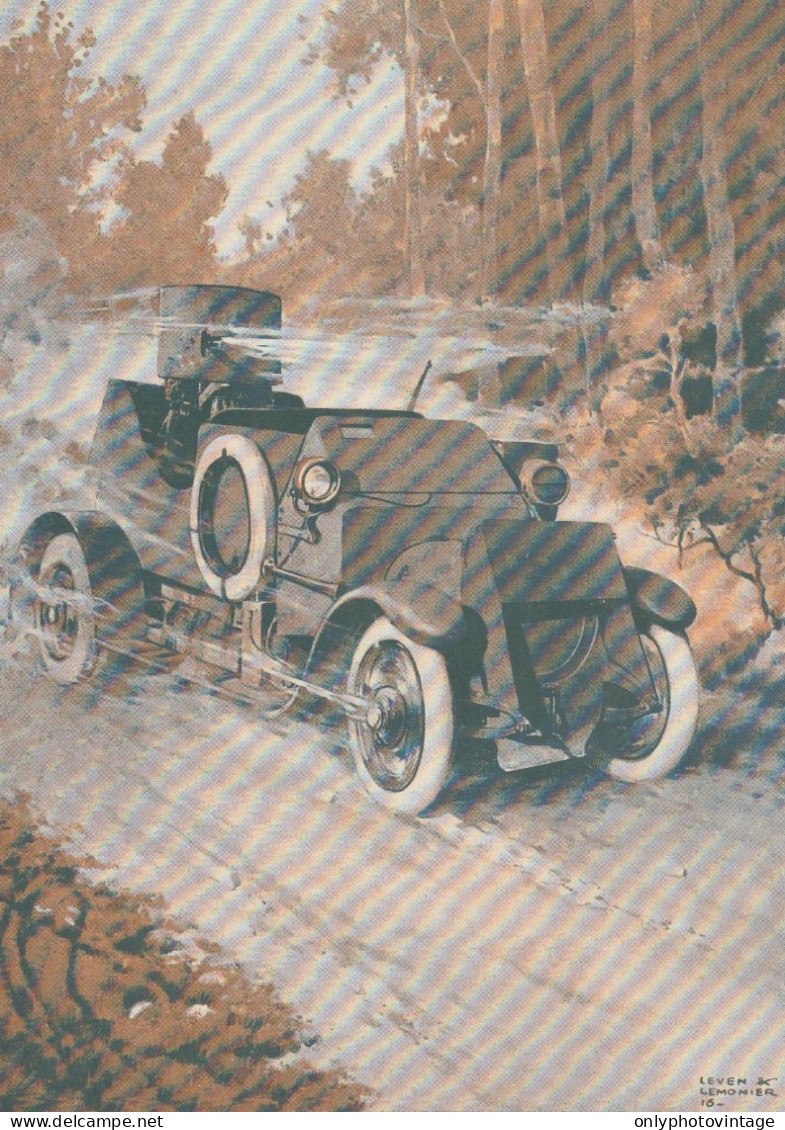 L'auto-mitrailleuse - Stampa D'epoca - 1916 Old Print - Stiche & Gravuren