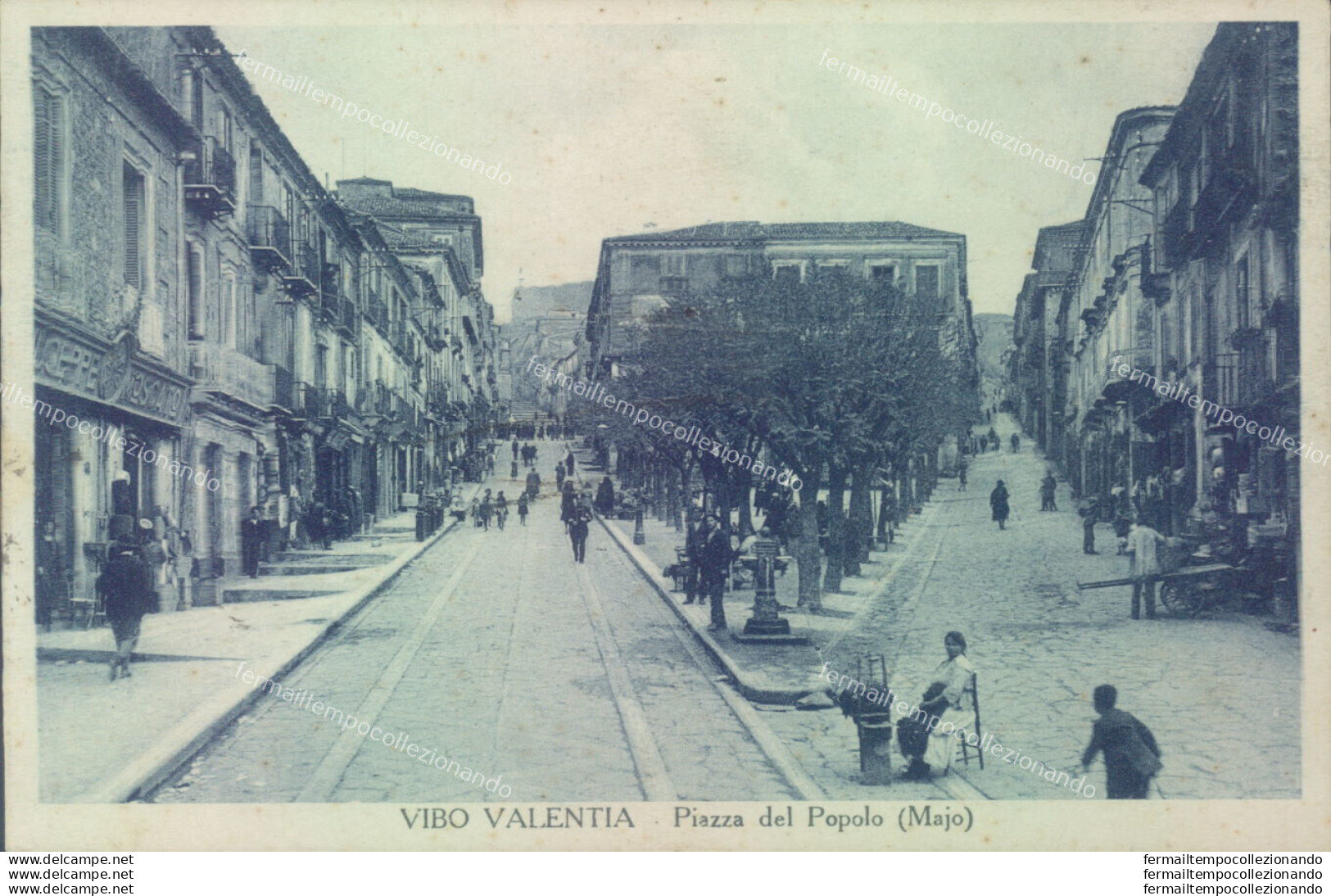 Af313 Cartolina Vibo Valentia Piazza Del Popolo 1934 Bella! - Vibo Valentia