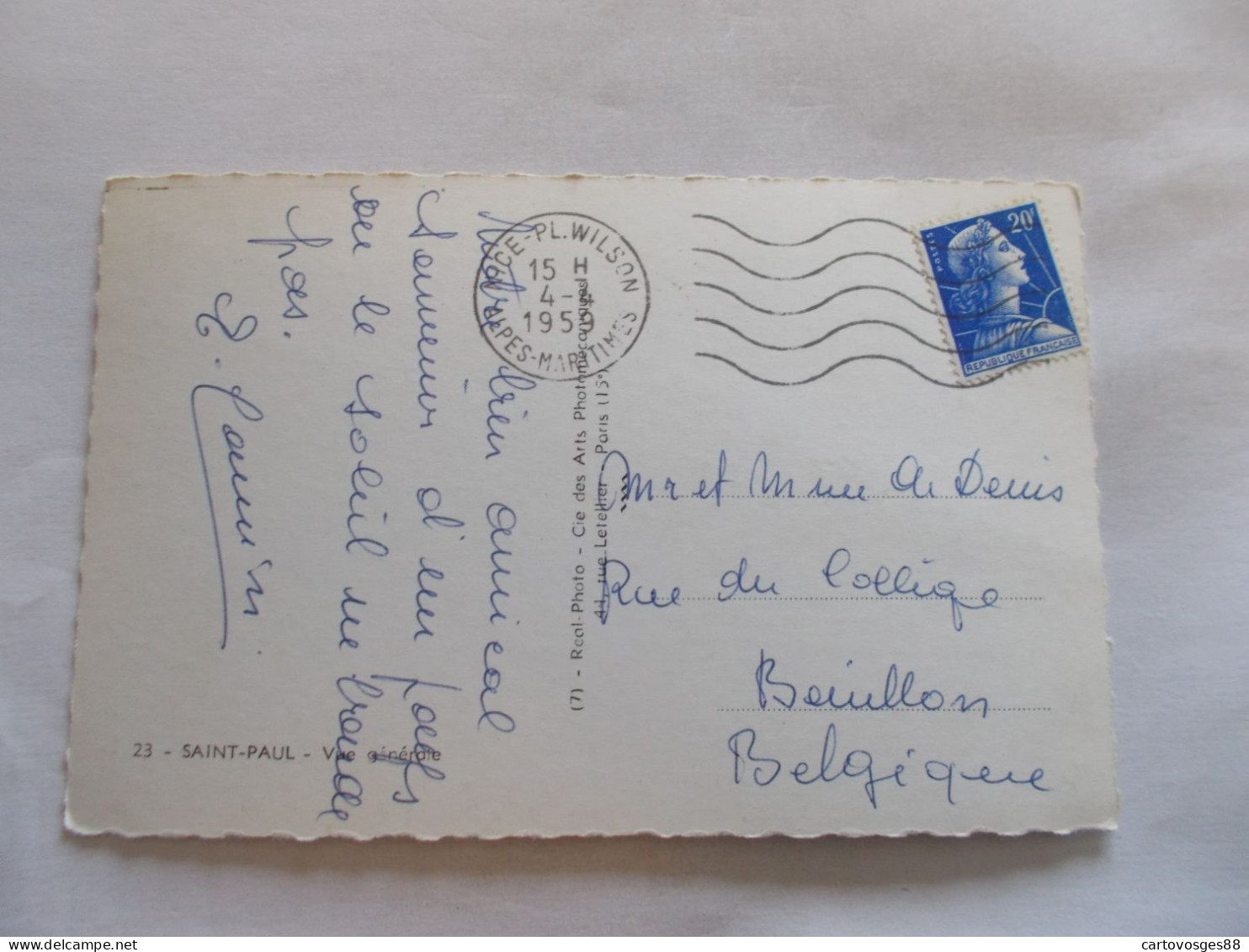 SAINT PAUL ( 06 Alpes Maritimes )  VUE GENERALE  CLICHER PRIS DEPUIS UNE GRANDE CROIX  1959 - Saint-Paul