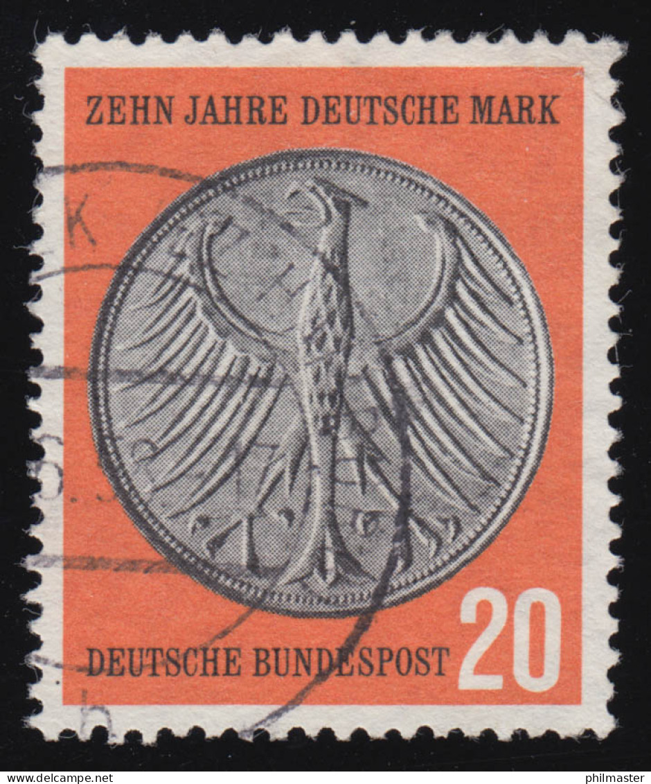 291V Deutsche Mark Mit PLF V Schwarzer Fleck Links Unten Am Bildrand, O 1958 - Variétés Et Curiosités