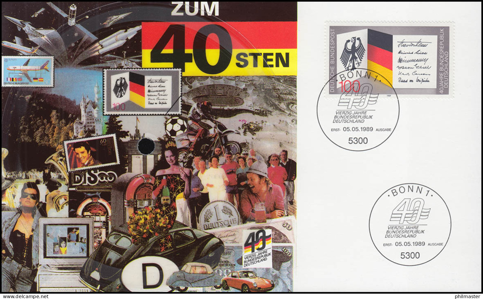 Schallplatten-Karte Nationalhymne - 40 Jahre Bundesrepublik Mit ESSt Bonn 1989 - Otros & Sin Clasificación