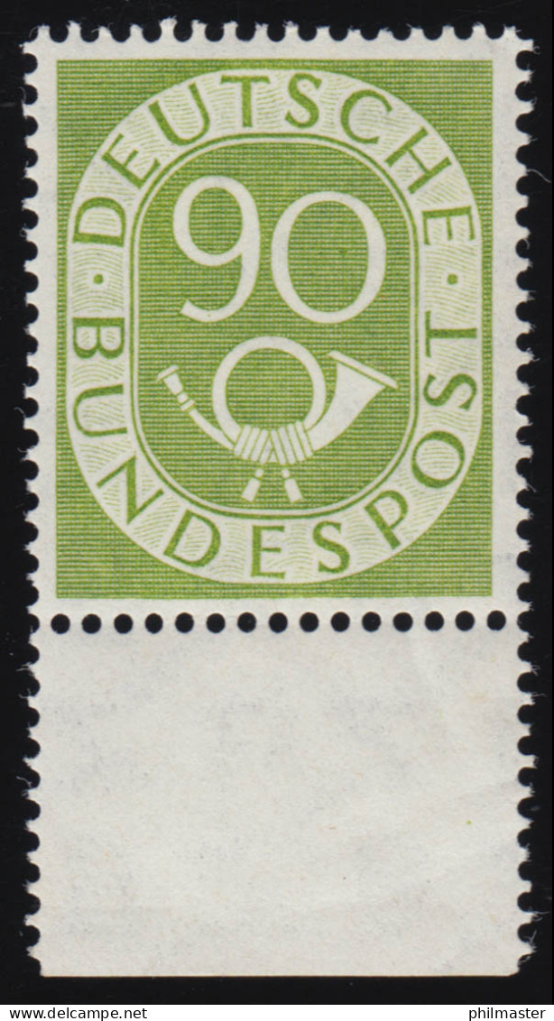 138 Posthorn 90 Pf. Postfrisch **, Zähnungsmangel Laut Abbildung, Unterrand - Unused Stamps