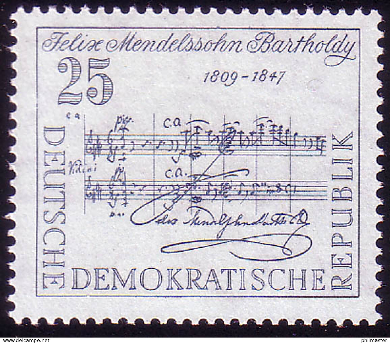 677 Felix Mendelssohn Bartholdy 25 Pf ** - Ongebruikt