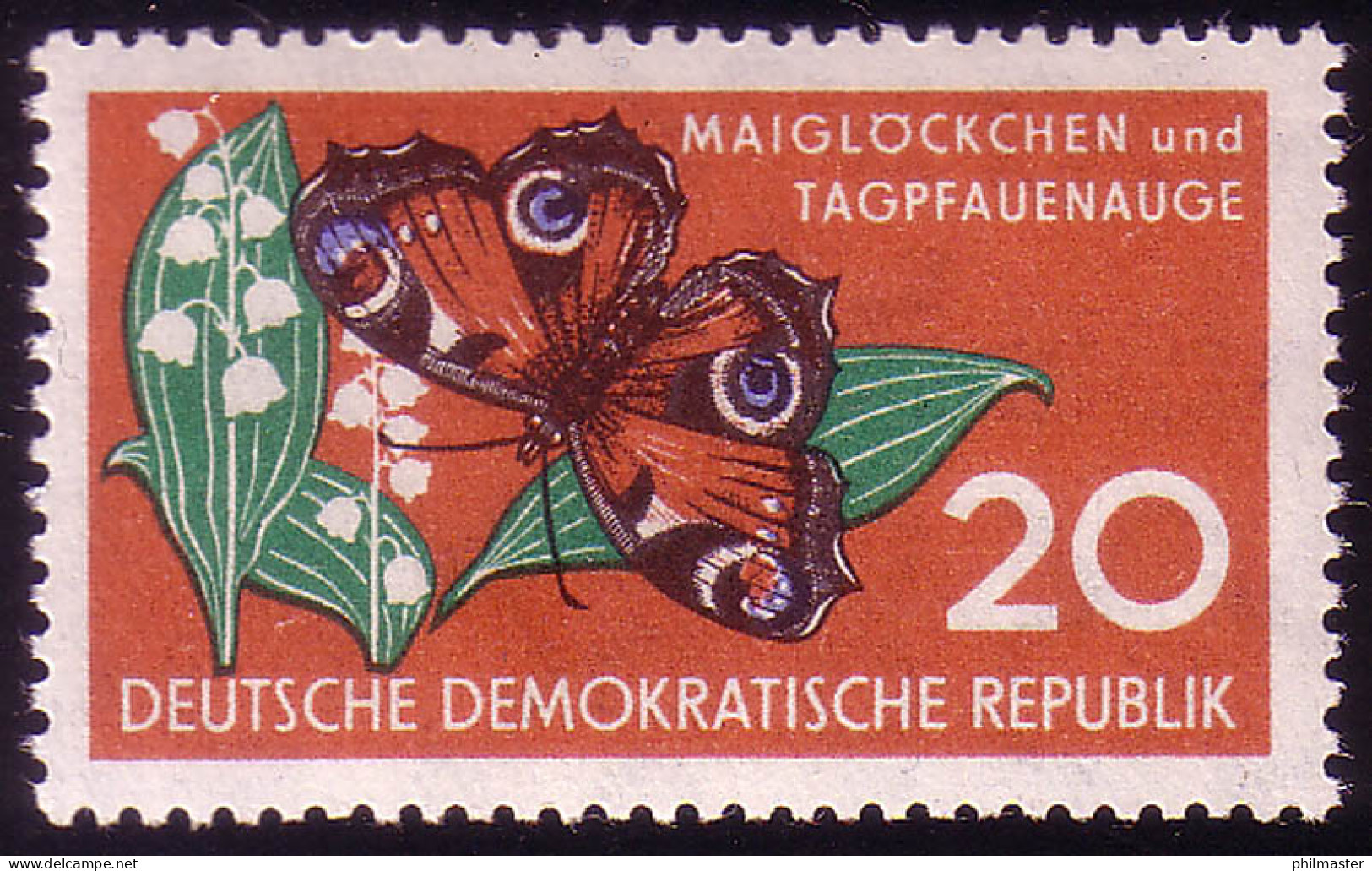 690 Naturschutz Tagpfauenauge 20 Pf ** - Unused Stamps