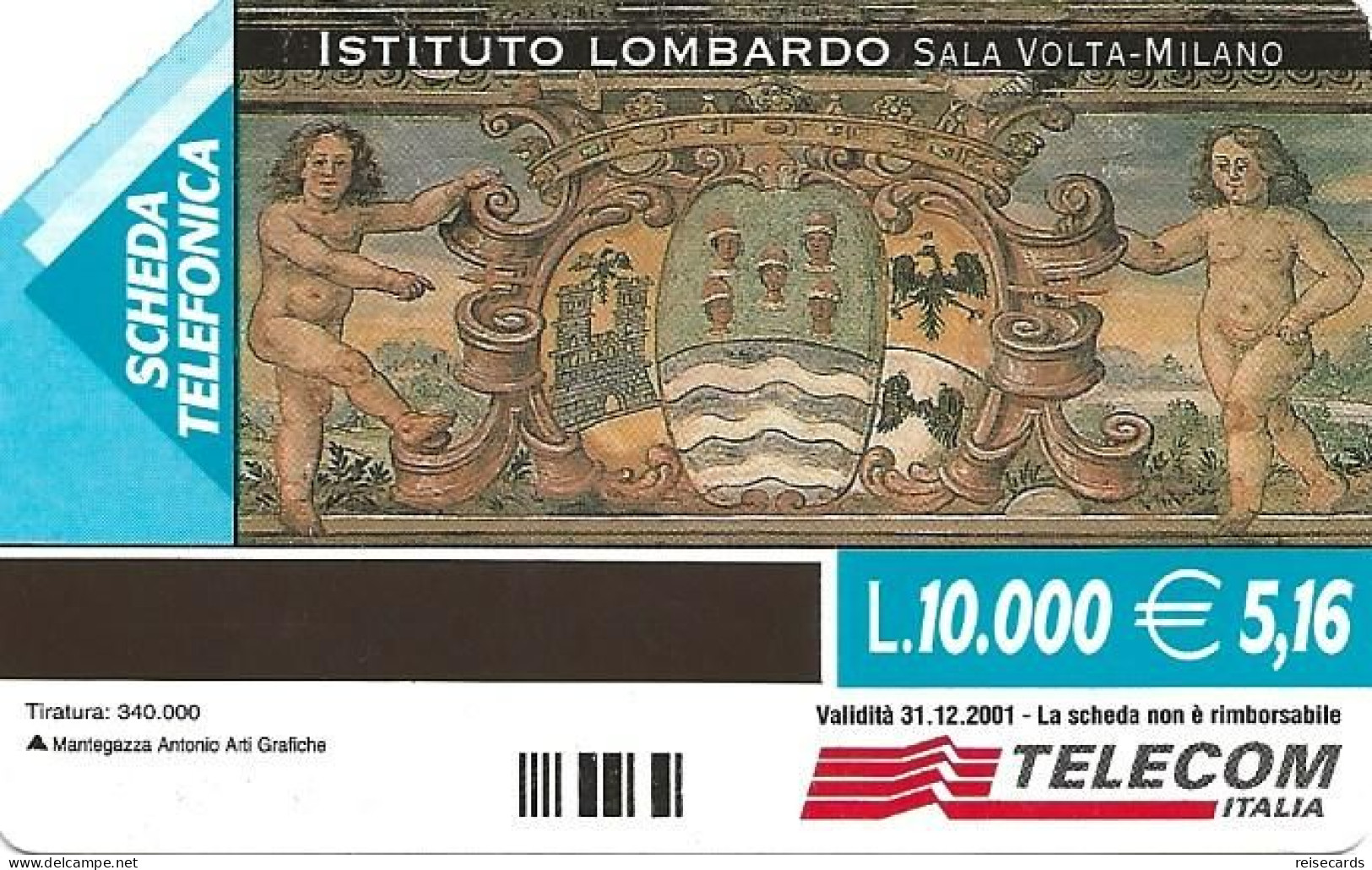 Italy: Telecom Italia - Istituto Lombardo, Particolare Del Monoscritto Di Volta - Públicas  Publicitarias
