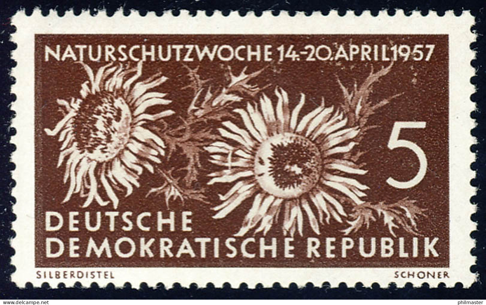 561 Naturschutzwoche 5 Pf Silberdistel ** - Unused Stamps