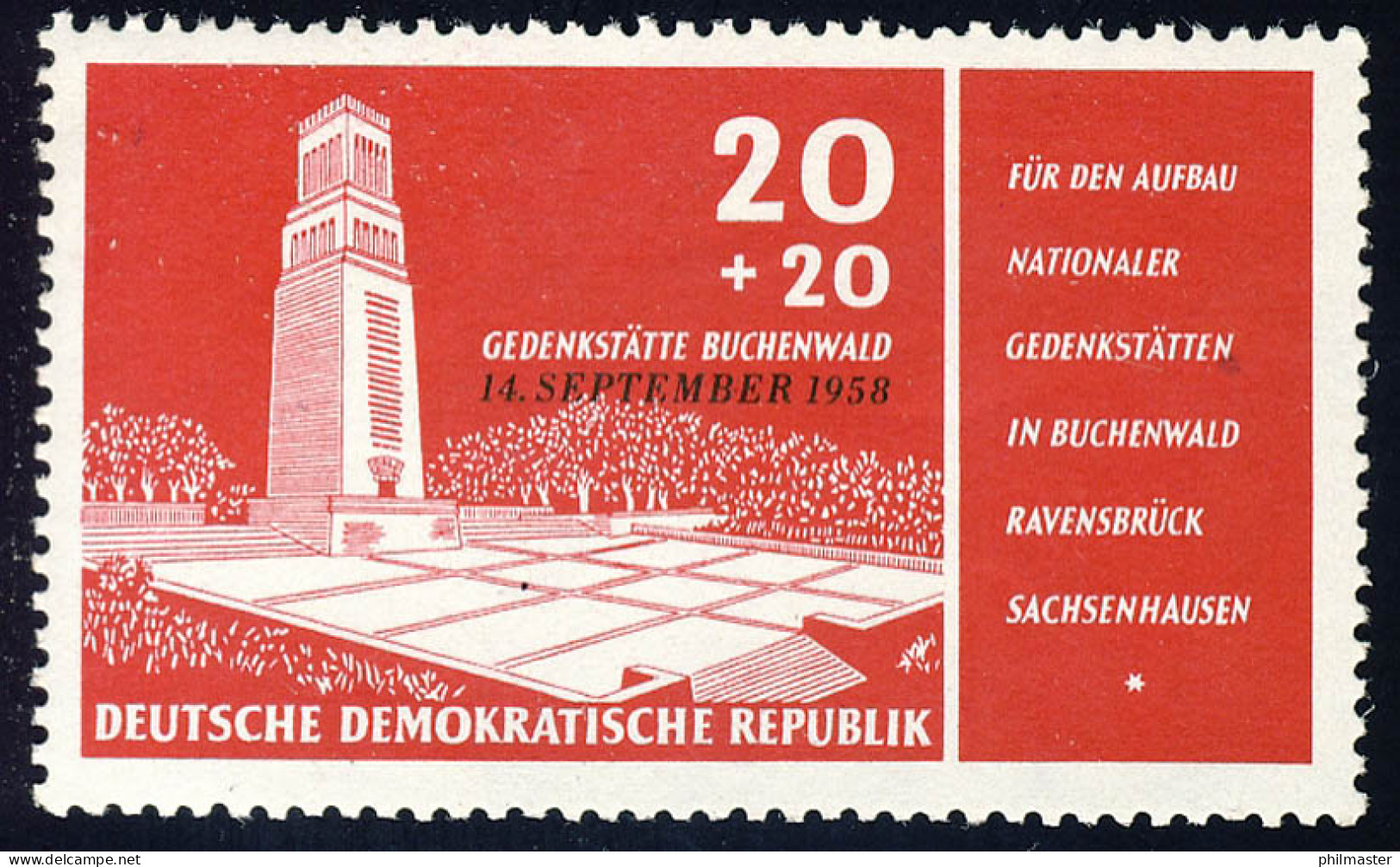 651 Nat. Gedenkstätte Buchenwald 20+20 Pf ** - Neufs