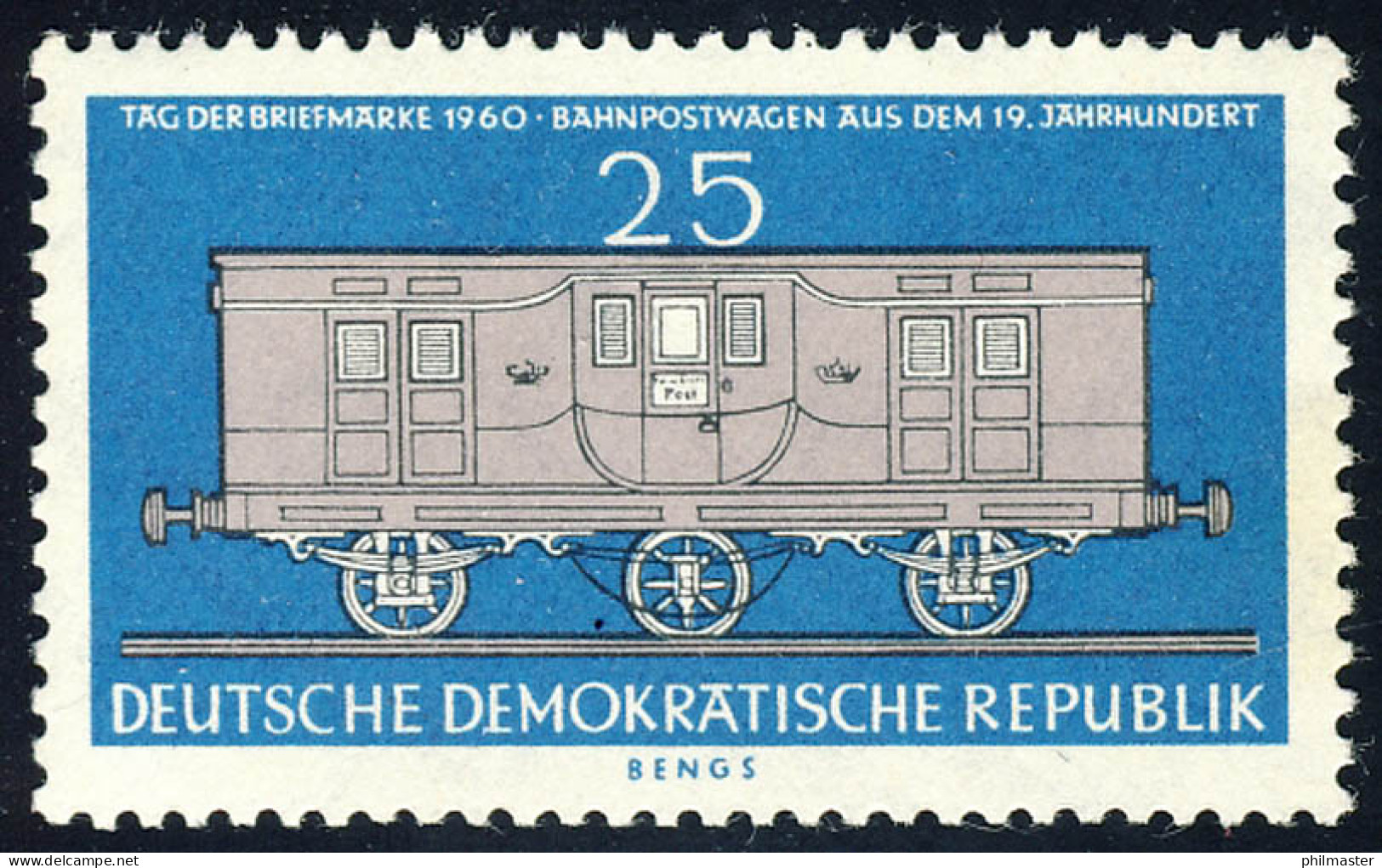 790 Tag Der Briefmarke Bahnpostwagen 25 Pf ** - Nuovi