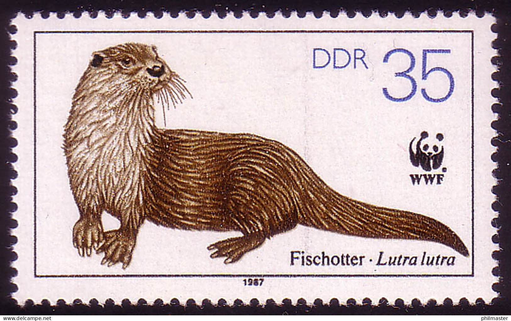 3109 Tierschutz 1987 Fischotter 35 Pf ** - Nuevos