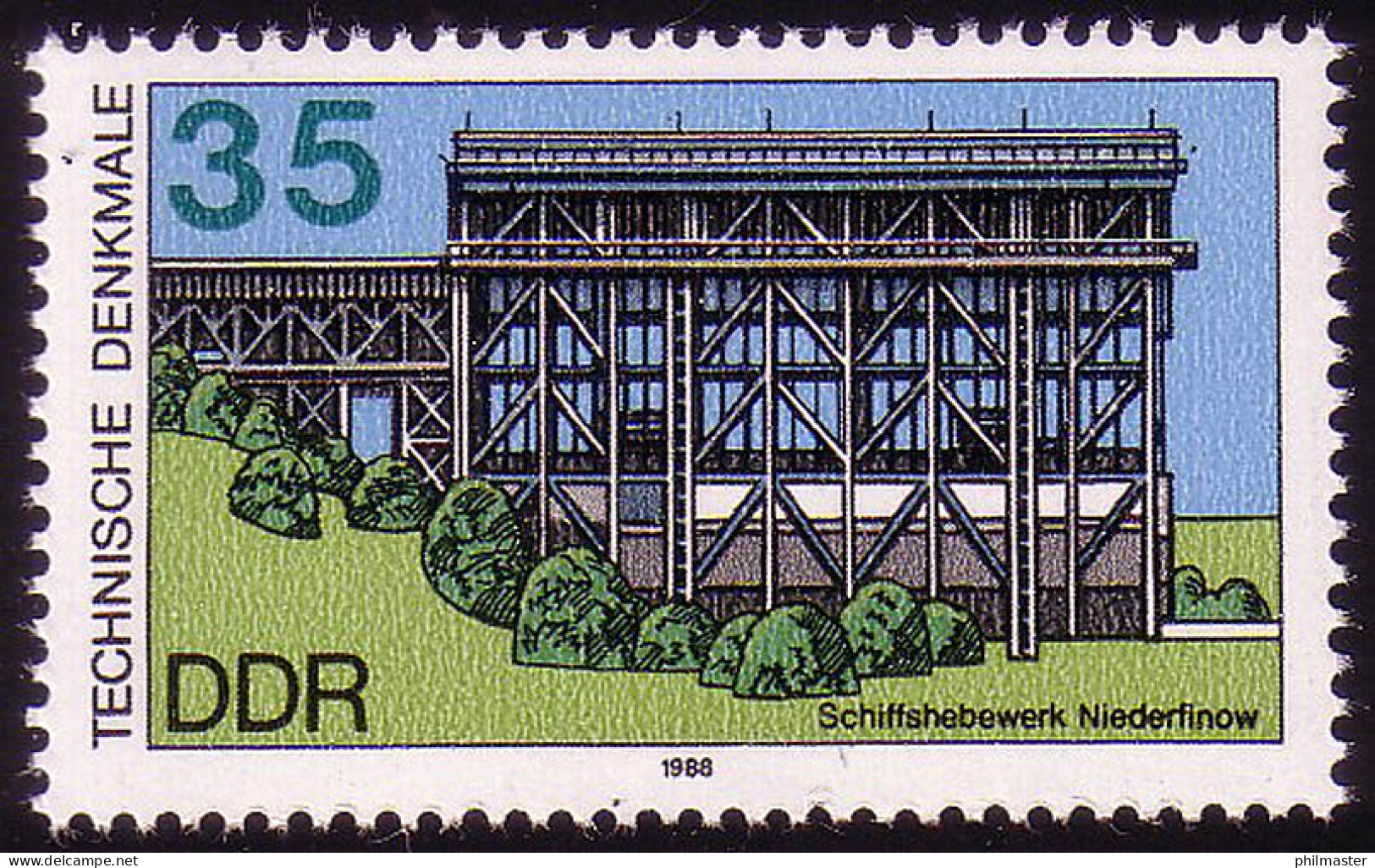 3205 Technische Denkmäler Schiffshebewerk 35 Pf 1988 IV  ** - Unused Stamps