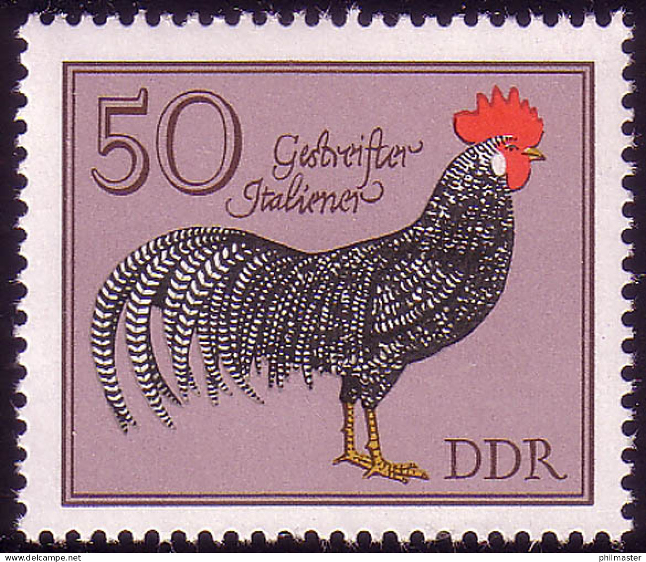 2399 Geflügelrassen 50 Pf Gestr. Italiener, Landhuhn ** Postfrisch - Unused Stamps