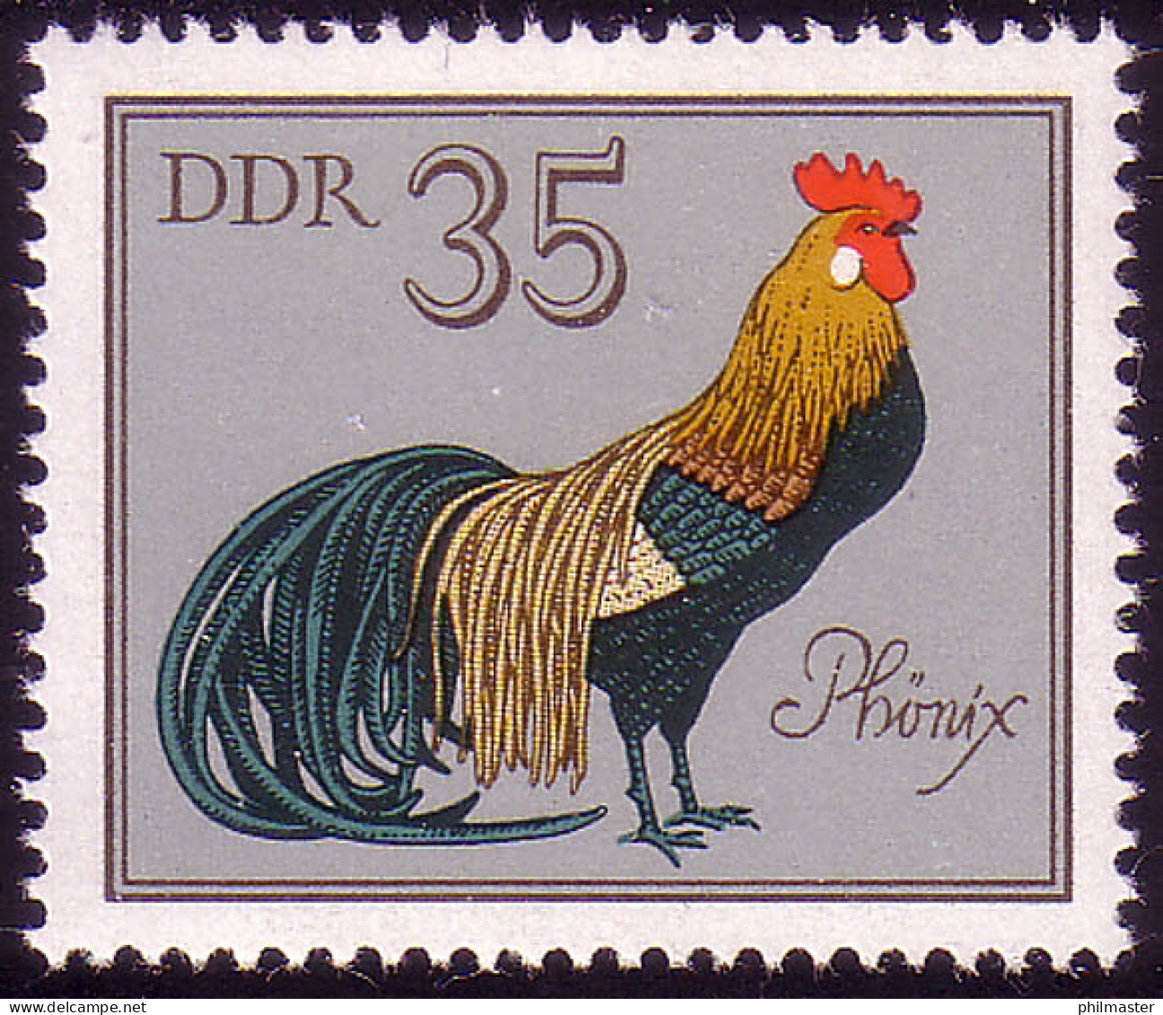 2398 Geflügelrassen 35 Pf Phönix, Zierhuhn ** Postfrisch - Ongebruikt