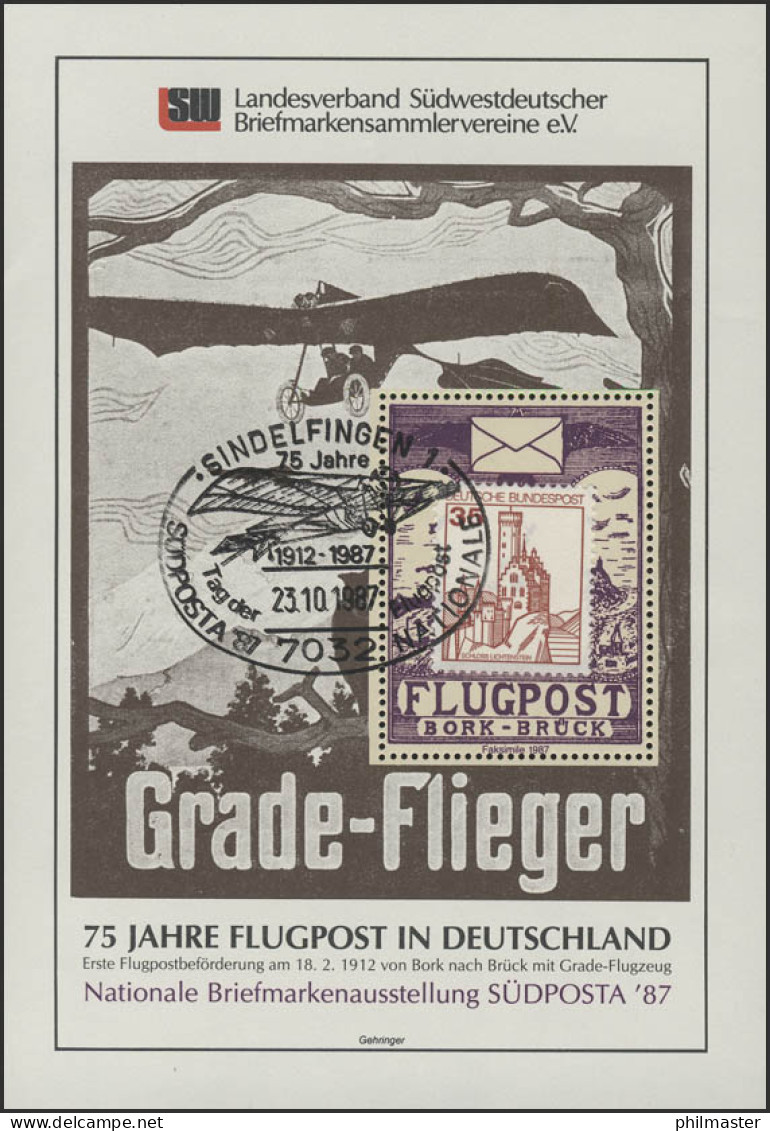 Sonderdruck Ausstellungsblock Sindelfingen Grade 1987 - Privées & Locales